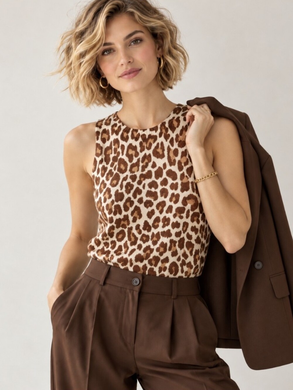 J Crew 100%Cashmere Leopard Print Sleeveless Sweater Tank Top Women's Sz S